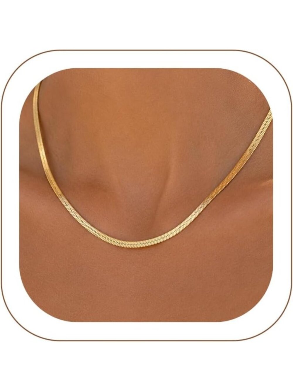 Herringbone Choker Necklace for Women - 14K Gold, Rose Gold, Silver, Black